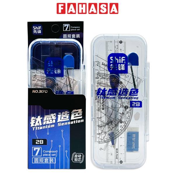 Bộ Compa Thước 7 Món - ShiF 3170 - Màu Xanh Dương