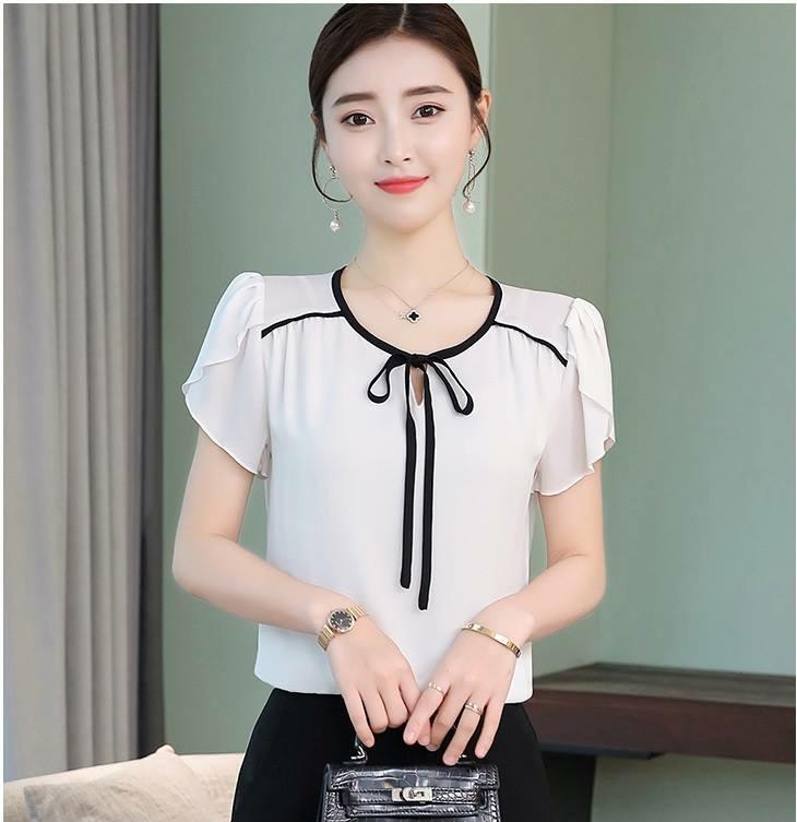 Aó công sở vai nhúng tay búp sen