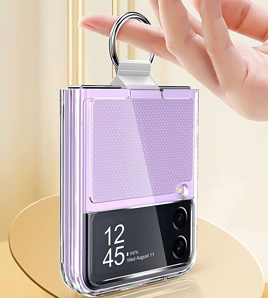 Ốp lưng chống sốc trong suốt kèm iring cho Samsung Galaxy Z Flip 4 hiệu Likgus Cover Ring  - hàng nhập khẩu