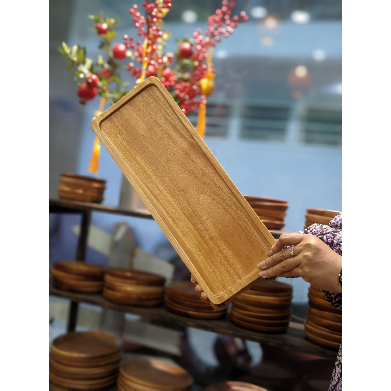 Khay gỗ chữ nhật 40x15cm