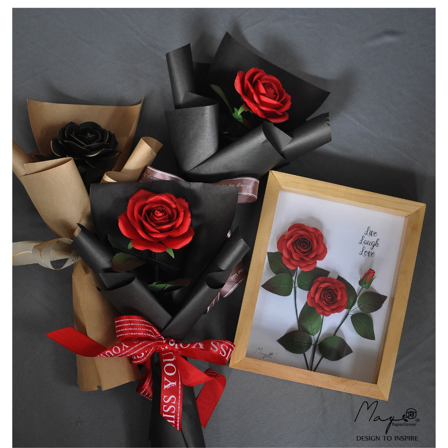 Hình ảnh Hoa giấy handmade cao cấp - Black Rose Maypaperflower - hoa giấy nghệ thuật