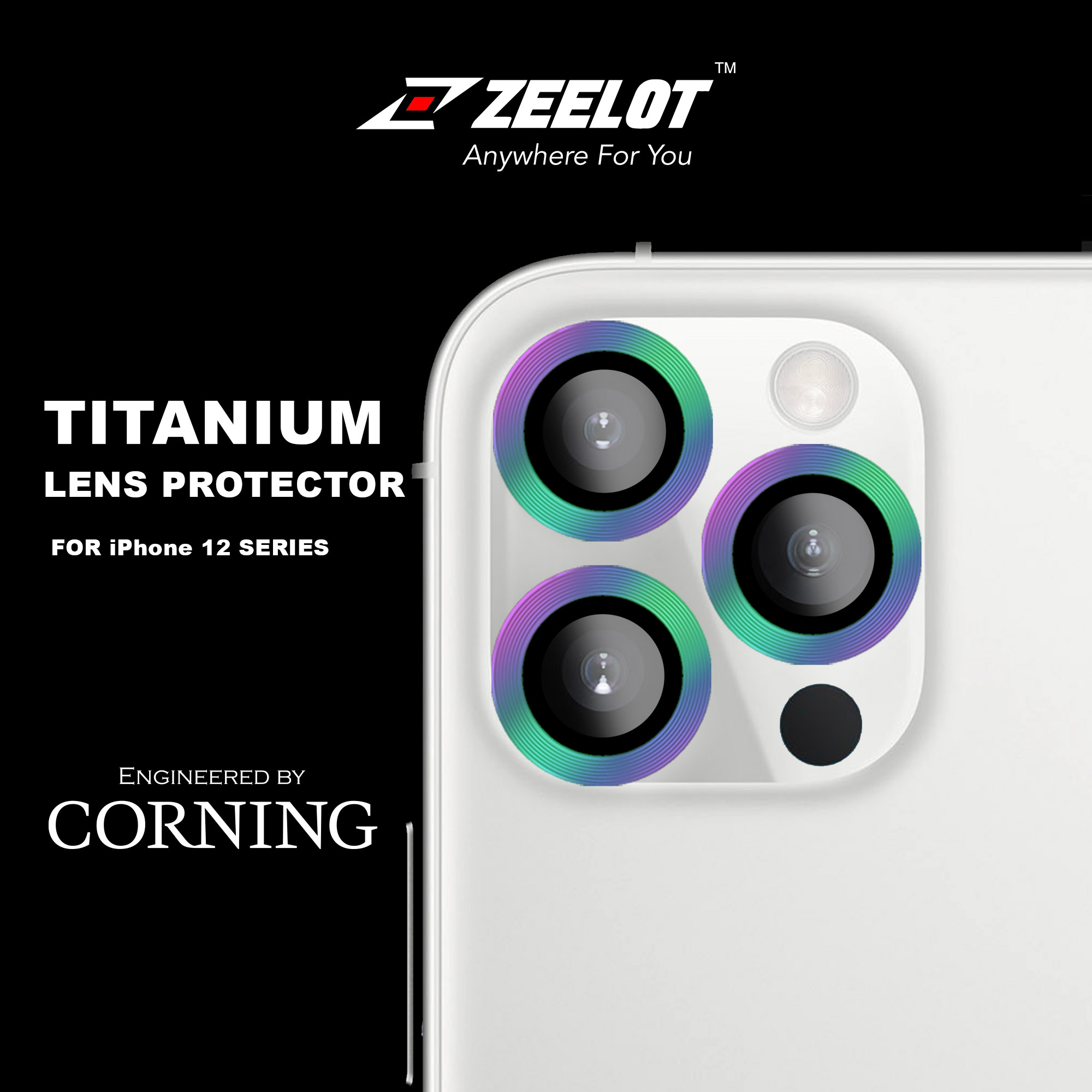 Kính Cường Lực Camera Lens Zeelot Titanium iPhone 12 Pro Max / 12 Pro / 12 / 12 Mini / 11_ Hàng Chính Hãng