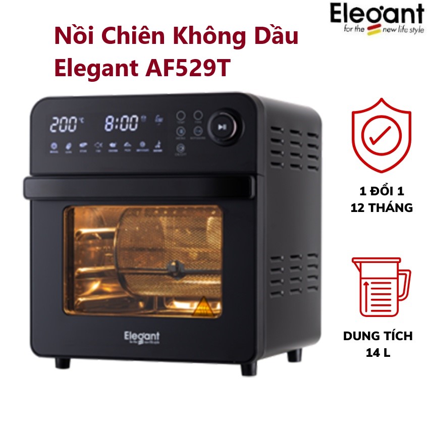 Nồi Chiên Không Dầu Elegant AF529T Kiêm Lò Nướng Không Dầu Dung Tích 14L - Hàng chính hãng