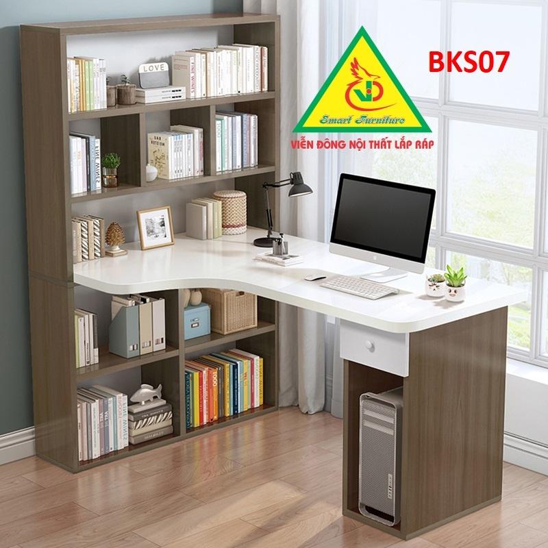 Bàn làm việc, bàn học khung sắt mặt gỗ BKS07 - Nội thất lắp ráp Viendong Adv