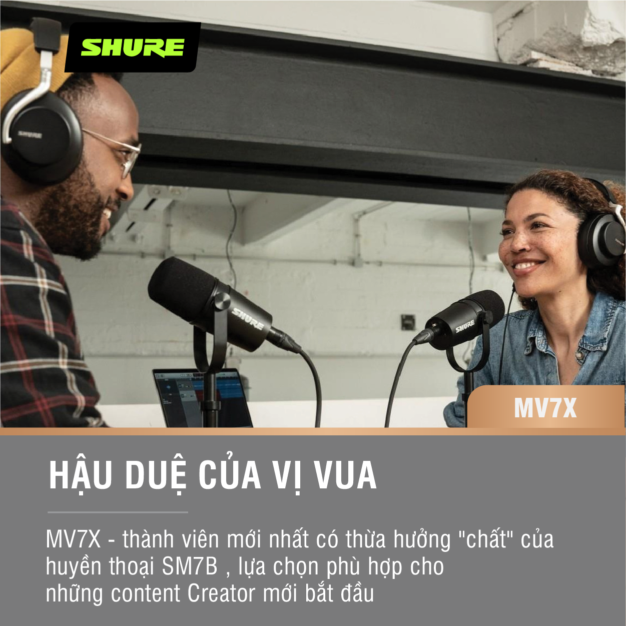 Micro Podcast Shure MV7X Cổng XLR - Hàng Chính Hãng