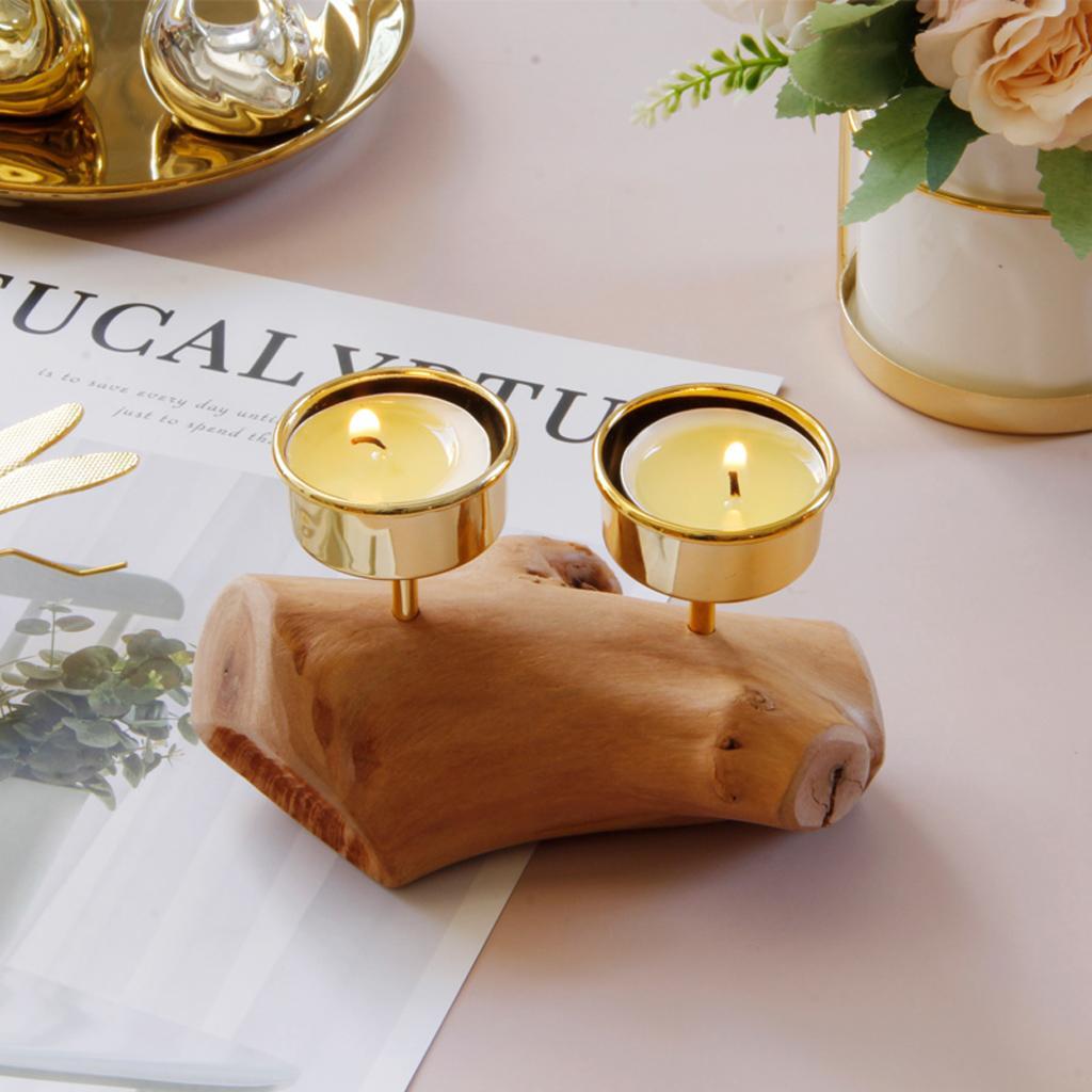 Wooden Base Candle Holder Candlestick Tealight Home Office Desktop Decor