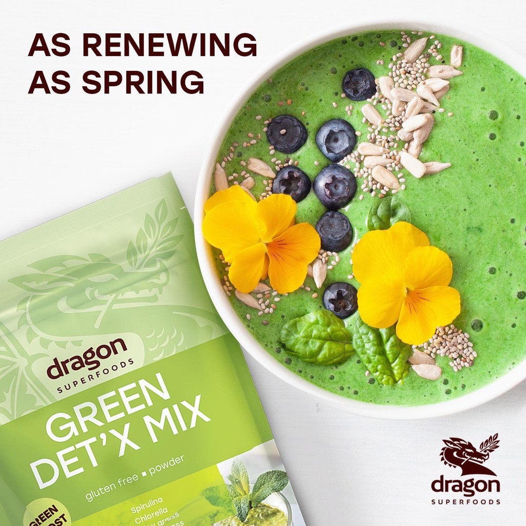 Hỗn hợp bột xanh detox hữu cơ Dragon Superfoods Organic Green detox mix 200g