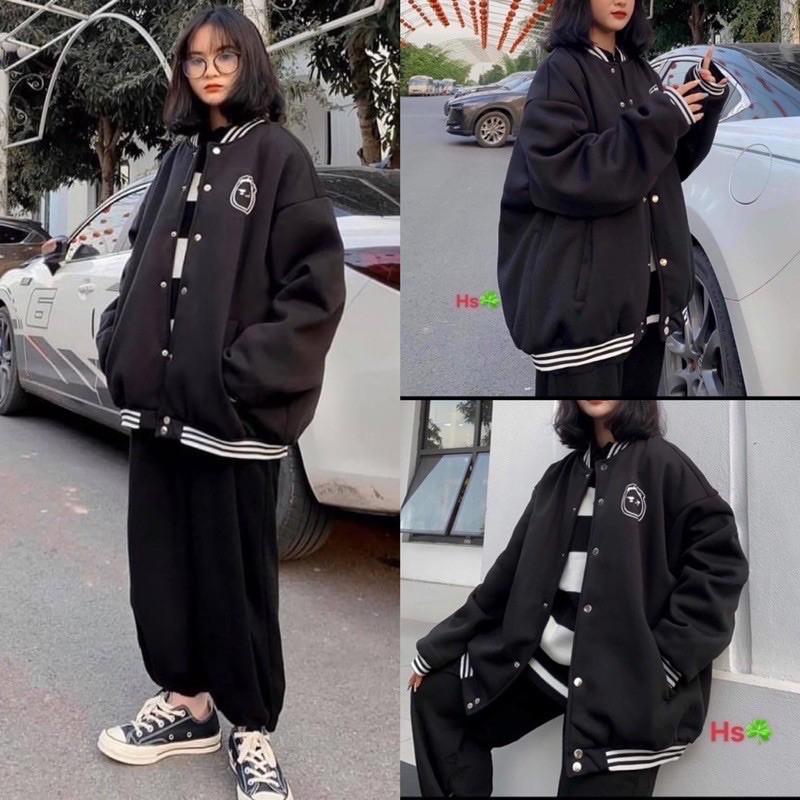 Áo Khoác BOMBER FACE tay dài form rộng chất xịn mịn UNISEX