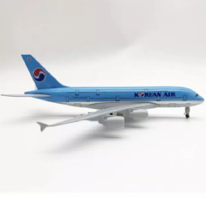 Mô hình máy bay tĩnh Airbus A380 Korean Air 20cm có bánh xe