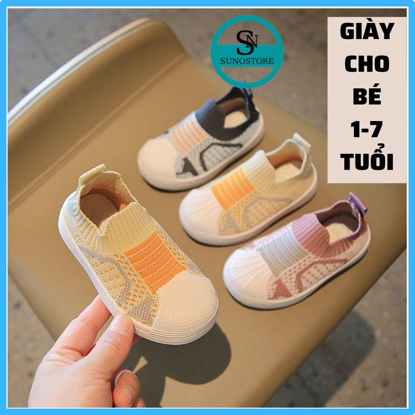 Giày Lười Cho Bé Trai Bé Gái ️ Cổ Chun Đế Bệt Từ 1 Đến 7 Tuổi Phong Cách Canvas Chống Trơn Trượt GE08