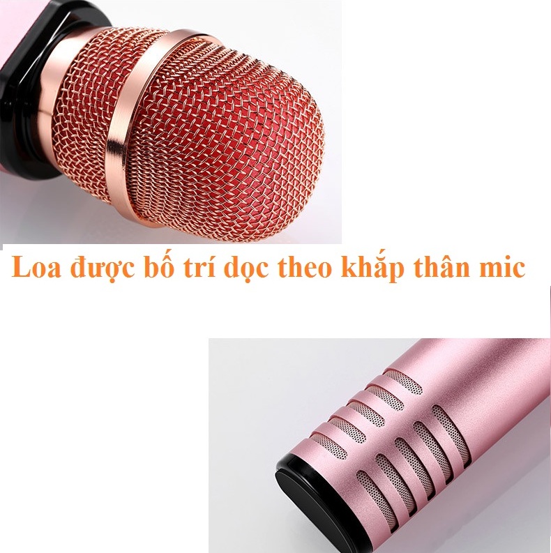 Micro Kèm loa karaoke Bluetooth PKCB BM06 cắm thẻ nhớ có thể dùng trợ giảng 3 trong 1 - Hồng