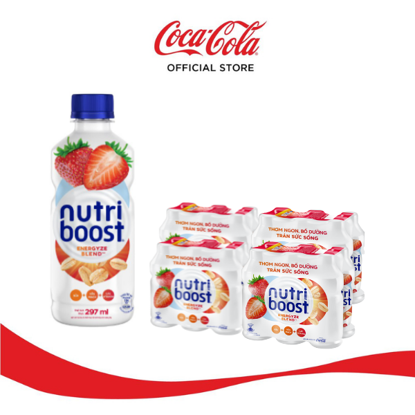 Lốc 24 Chai Sữa Trái Cây Nutriboost Thế Hệ Mới Hương Dâu 297ml/Chai Sale 4.4 Coca-Cola Official Store