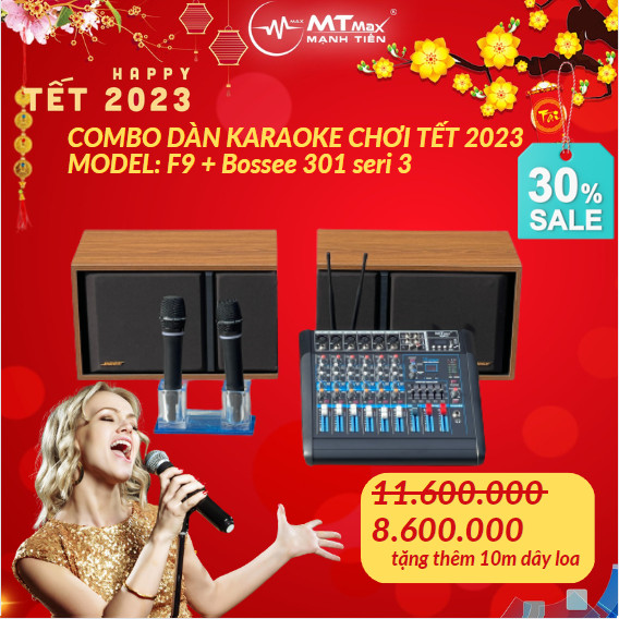 Combo dàn karaoke gia đình sân khấu cực đỉnh 2023 siêu hay loa Bose 301 seri III kèm mixer liền công suất F9 sẵn 2 micro tặng kèm 10m dây loa bảo hành 12 tháng