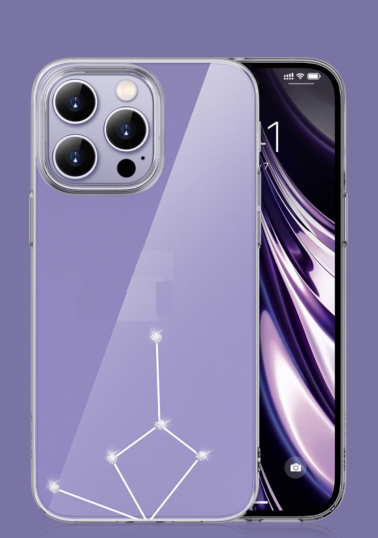 Ốp lưng cứng trong suốt đính đá dành cho iPhone 13/13 Pro/13 Pro Max, 14 Pro/ 14 Pro Max hiệu Memumi - Hàng nhập khẩu