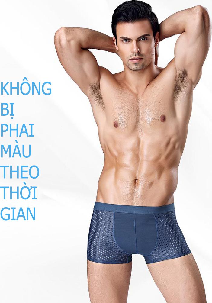 Hộp 4 Sịp Đùi, Quần Lót Boxer Thông Hơi Cao Cấp Dành Cho Nam tặng kèm 1 đôi tất nam