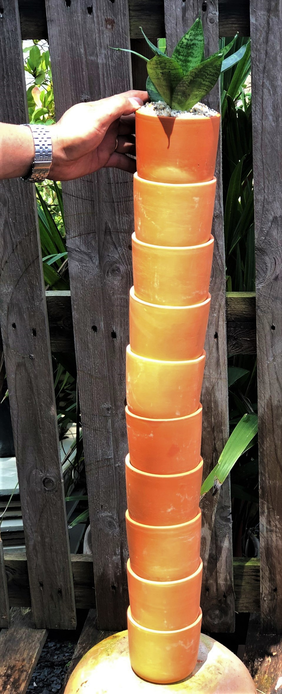 Bộ 10 chậu đất nung trồng xương rồng sen đá hình trụ rộng 9,5 cm x cao 8 cm