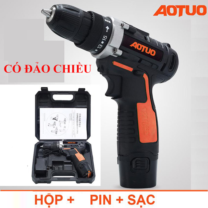 Bộ Máy Khoan Vặn Vít Không Dây Aotuo 12V 2 Chiều- Dùng Sạc