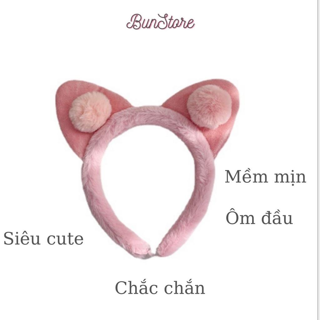 Bờm cài tóc tai gấu đáng yêu, Băng đô cài tóc rửa mặt tai mèo phong cách Hàn Quốc cho nữ