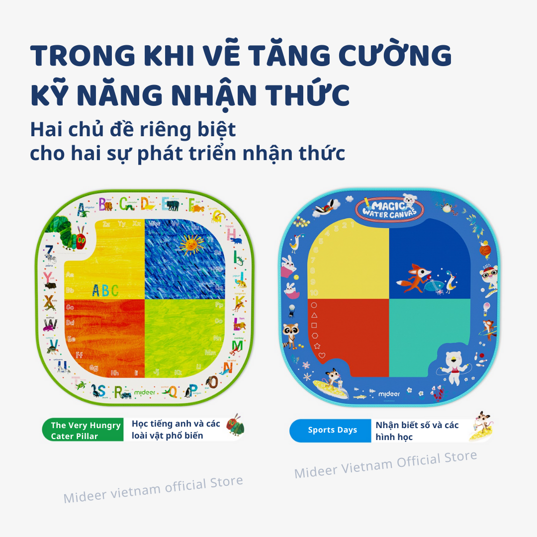 Thảm vẽ tranh nước, tranh tô màu nước ma thuật Mideer Magic Water Doodle Mat