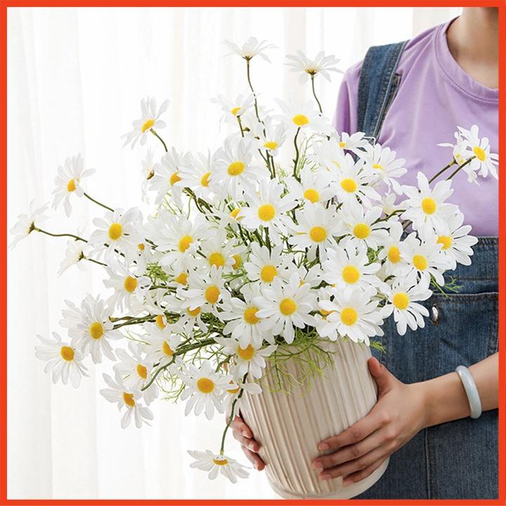 Hoa cúc họa mi giả bằng lụa màu trắng
