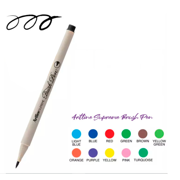 Bút lông đầu cọ viết calligraphy Artline Supreme Brush EPFS-F - Màu xanh lá dạ quang (Fluoro Green)