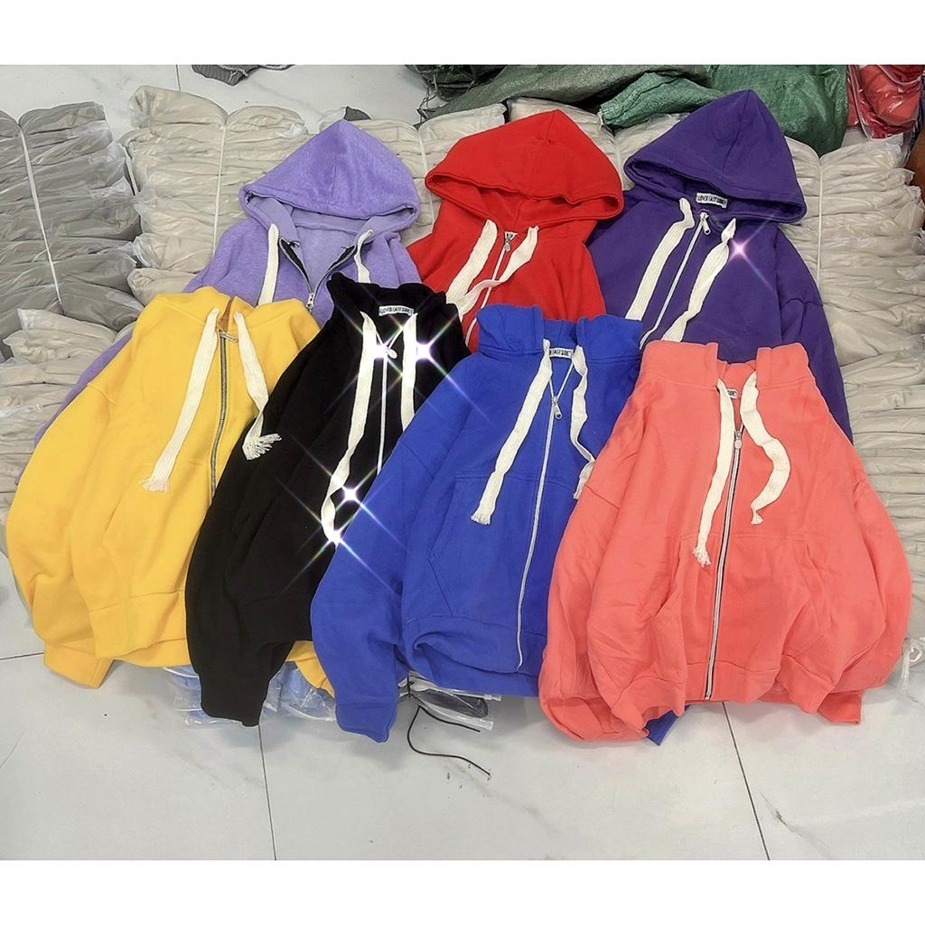 Áo Hoodie Basic Nỉ Ngoại Dây To - Áo Khoác Nỉ Trơn form bán lửng Unisex