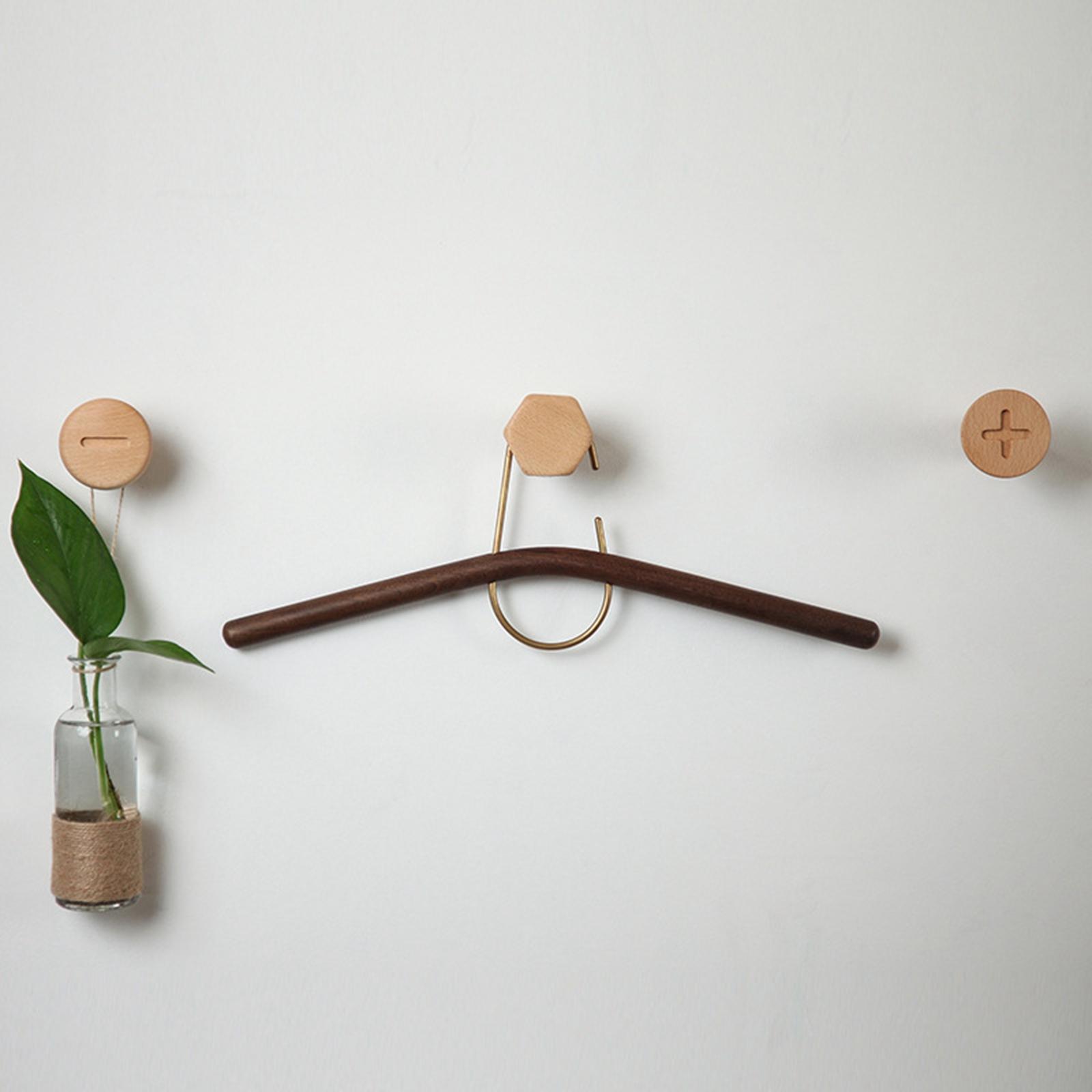 2x Wooden Hook Screw Premium Wall Nordic Clothes Coat Hooks Key Holder Hanger