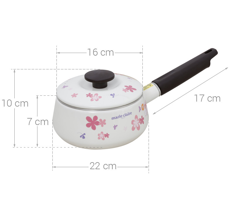 Nồi tráng men tay cầm đáy từ 16cm Fujihoro MCPV-16S (1.4 lít) - Hàng chính hãng