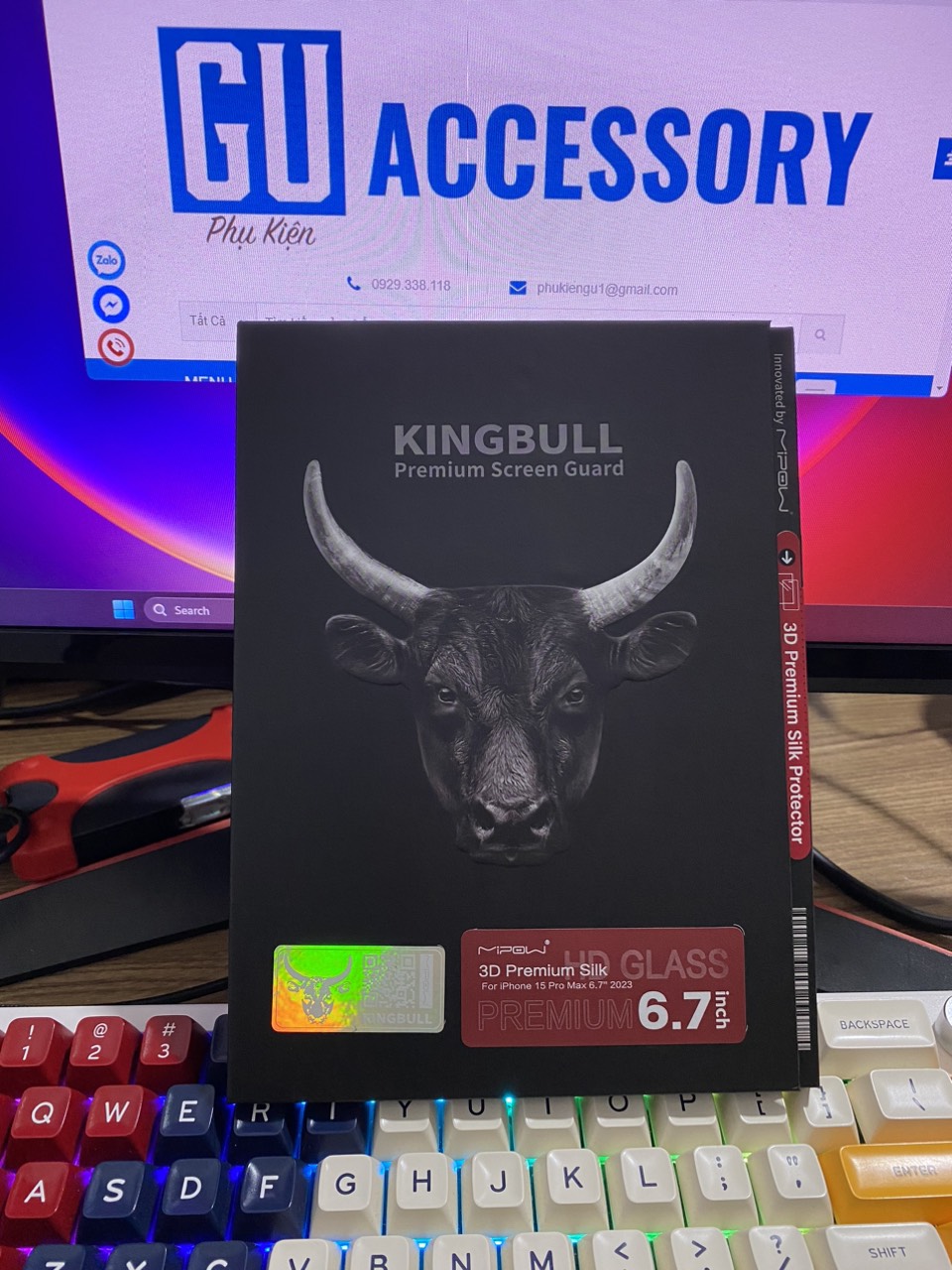Miếng dán cường lực Mipow Kingbull Ultra 3D Dành Cho iPhone 15 Hàng Chính Hãng