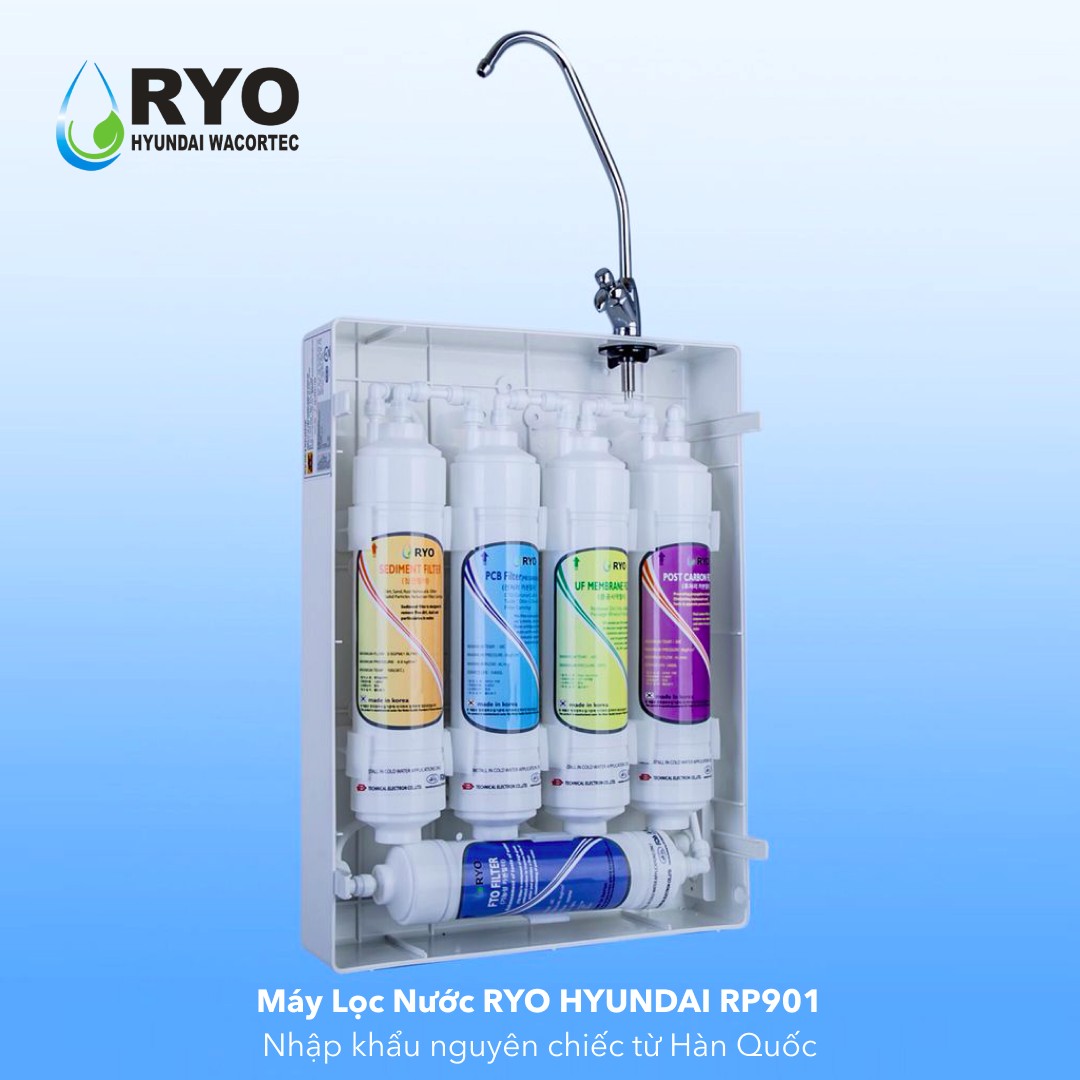 Máy Lọc Nước RYO Hyundai RP901 Chuẩn Nước Khoáng Uống Trực Tiếp - Công Nghệ UF 5 Cấp Lọc, Nhập Khẩu Hàn Quốc - Hàng Chính Hãng