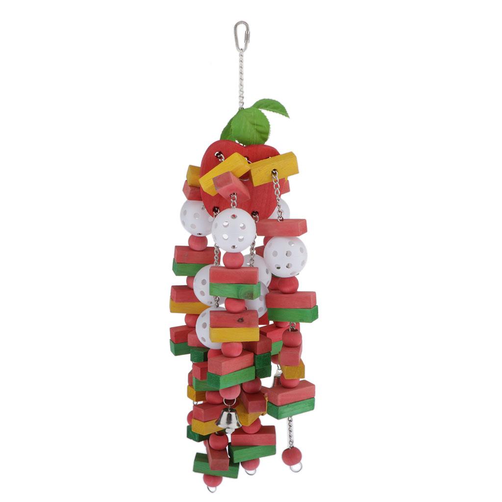 Bird Toys Cage Hanging Accessories Wooden Blocks Toys for Small Parrot Birds