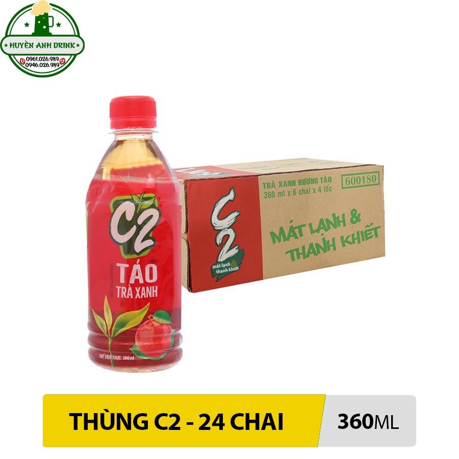 Thùng Trà Xanh C2 360ml - Thùng 24 Chai - Hương Chanh và Táo