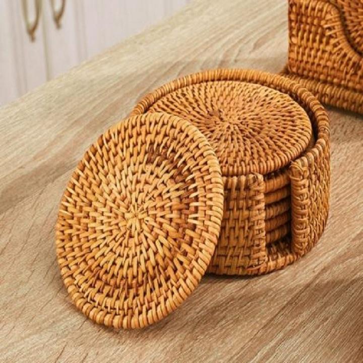 Combo 3 cái lót ly mây xiên xinh xắn, D10cm