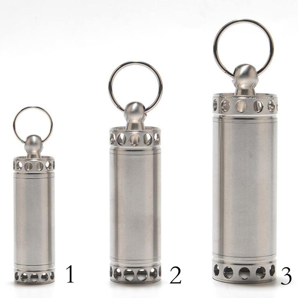 Portable Pill Cases, Metal Waterproof Medicine Capsule Organizer Container with Keychain, Travel Pill Holder for Men Women - Select Sizes