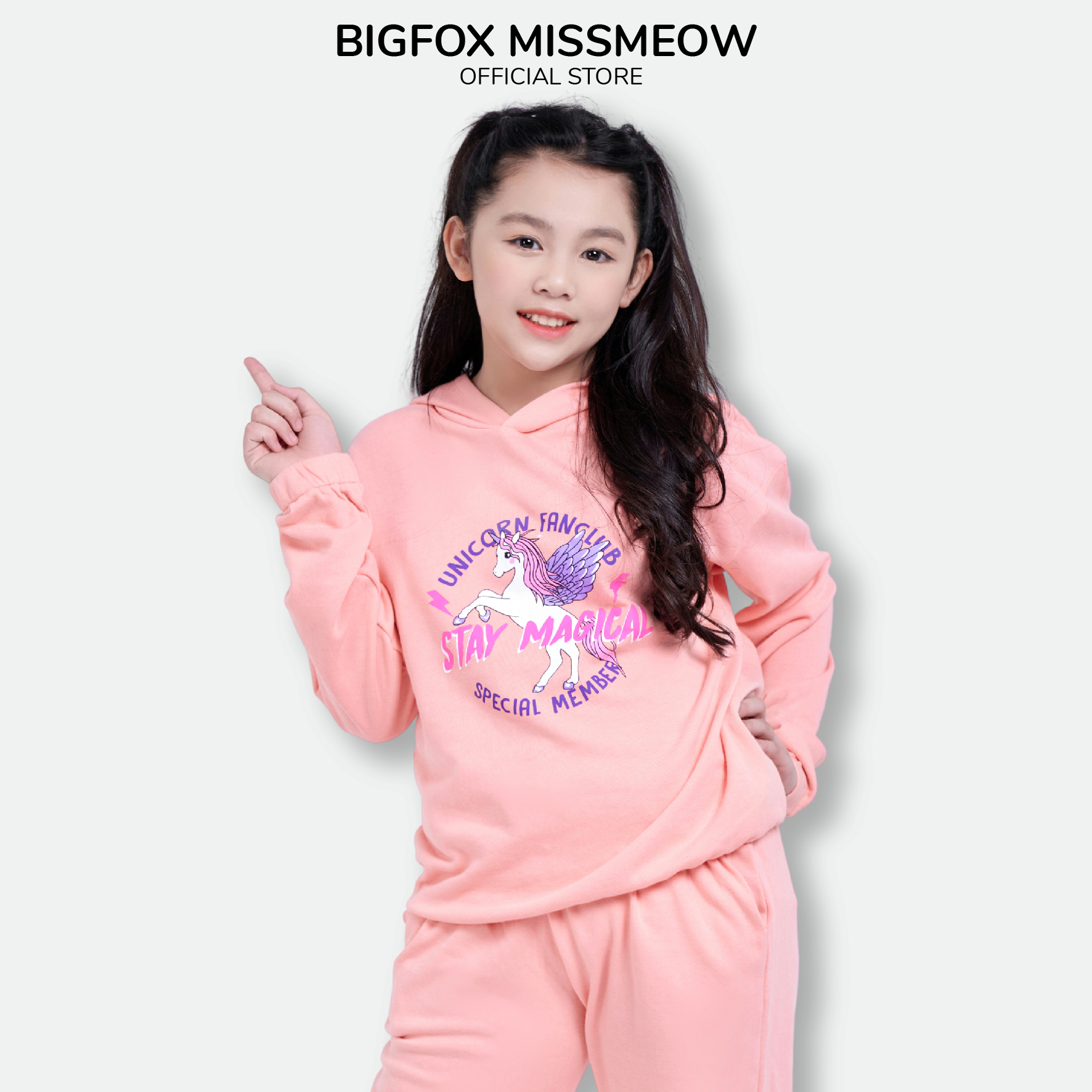 Bộ bé gái BIGFOX - MISS MEOW thu đông size đại, bộ dài tay cho bé phong cách Hàn Quốc in Ngựa STAY MAGICAL 26 - 50 kg