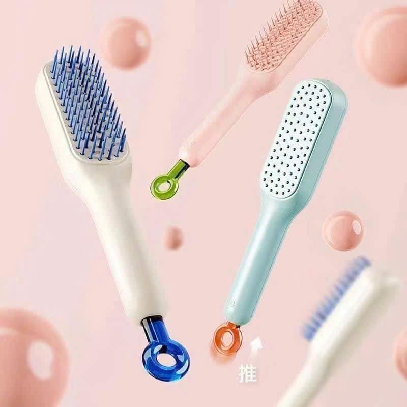Lược Chải Tóc Tự Làm Sạch, Lược Chống Tĩnh Điện  ABS Có Thể Thu Vào - giao mầu ngẫu nhiên