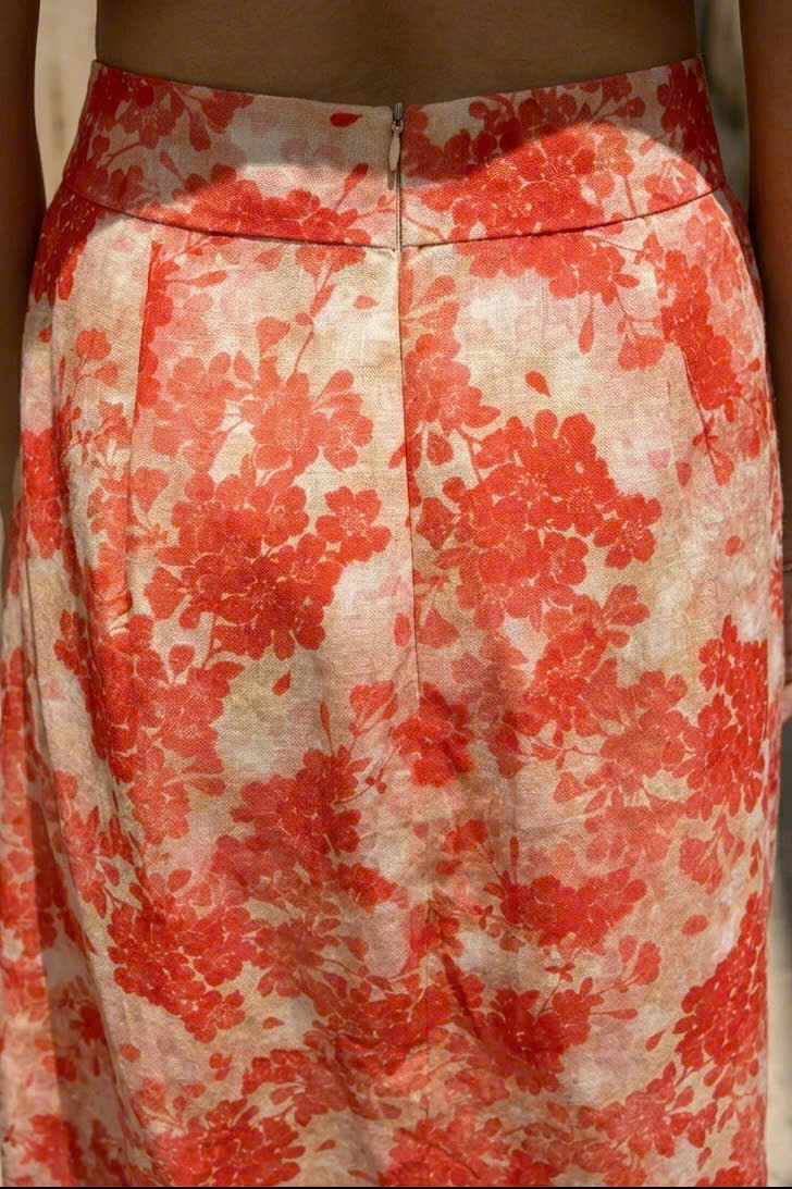 Váy Midi Ramie In Hoa Thanh Minh Ski055 Thời trang Hity