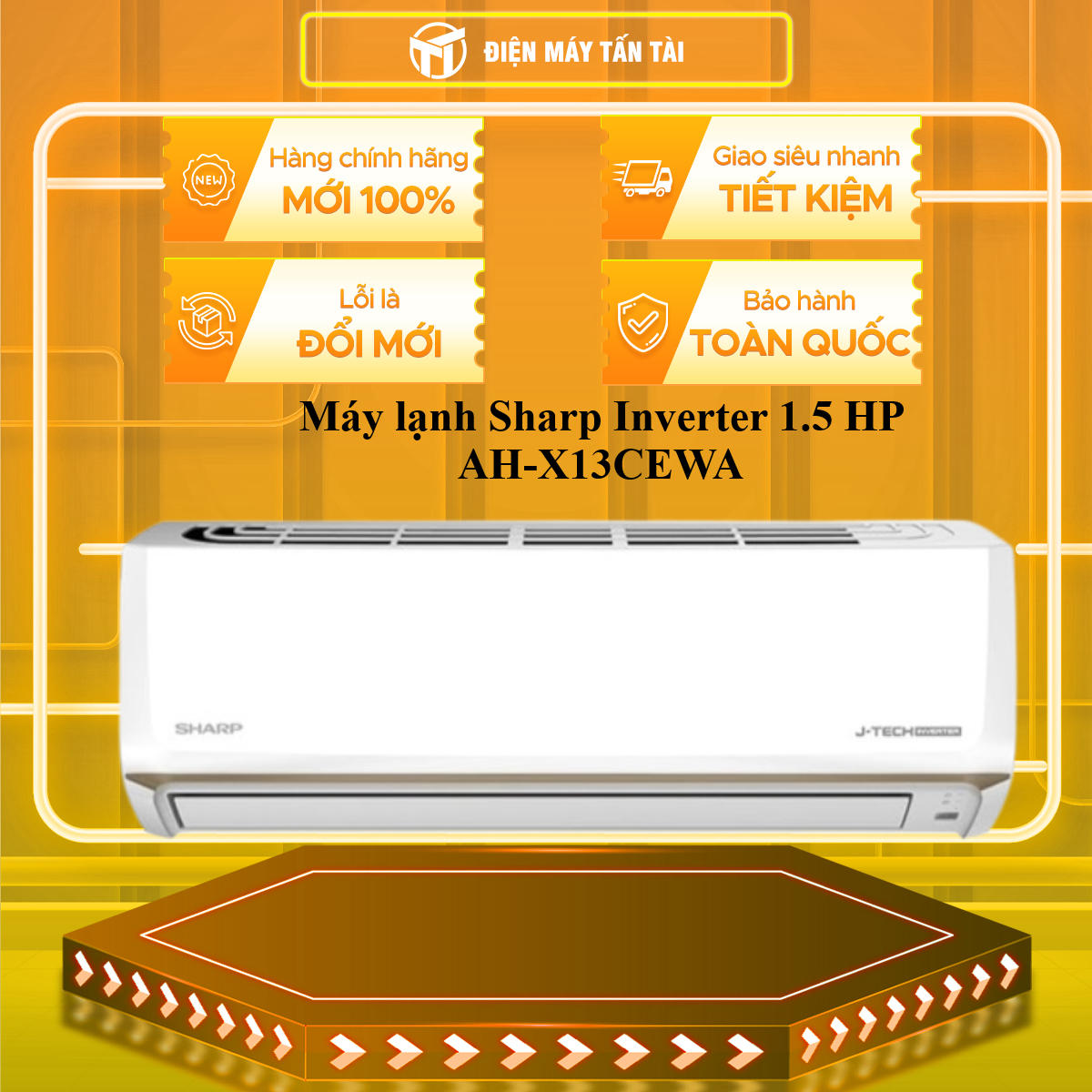 Máy lạnh Sharp Inverter 1.5 HP AH-X13CEWA - HÀNG CHÍNH HÃNG - CHỈ GIAO HCM