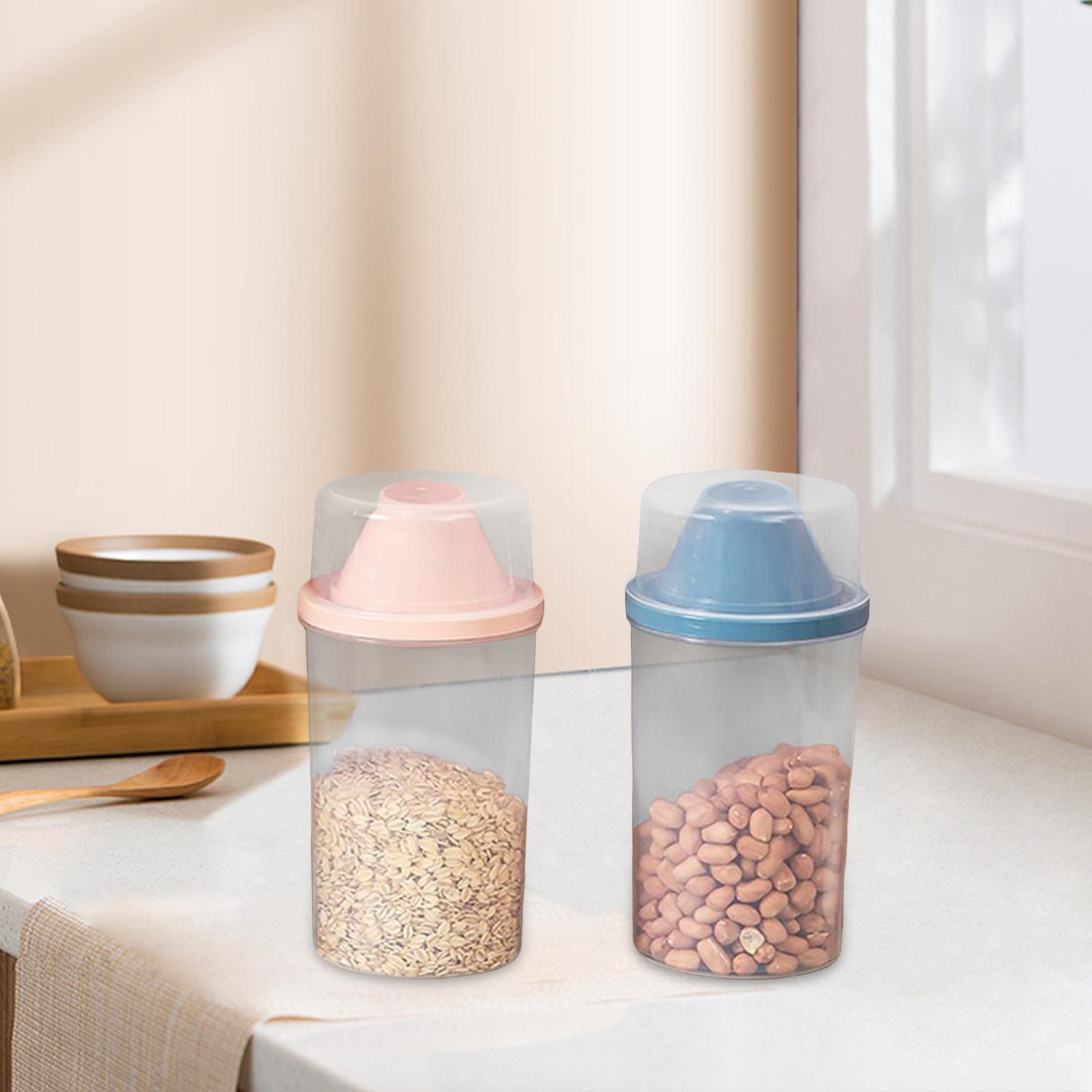 2x Airtight Food Storage Container with Lid Dispenser for Pantry Kitchen
