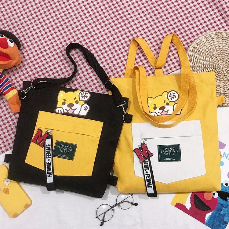 Túi Tote Vải Canvas Nữ Có Khóa Ulzzang Hot Trend Kita Unisex - Mẫu DOG CUTE - Ảnh thật