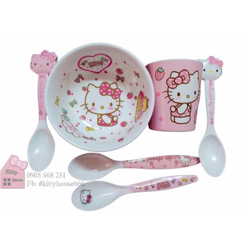 SET COMBO TÔ / CHÉN LY MUỖNG KITTY KITTY HOUSE