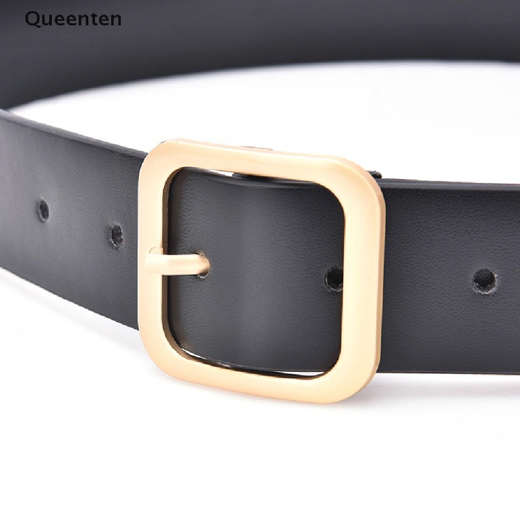 Queenten Fashion Women Girls Belts Leather Square Metal Pin Buckle Waist Belt Waistband VN