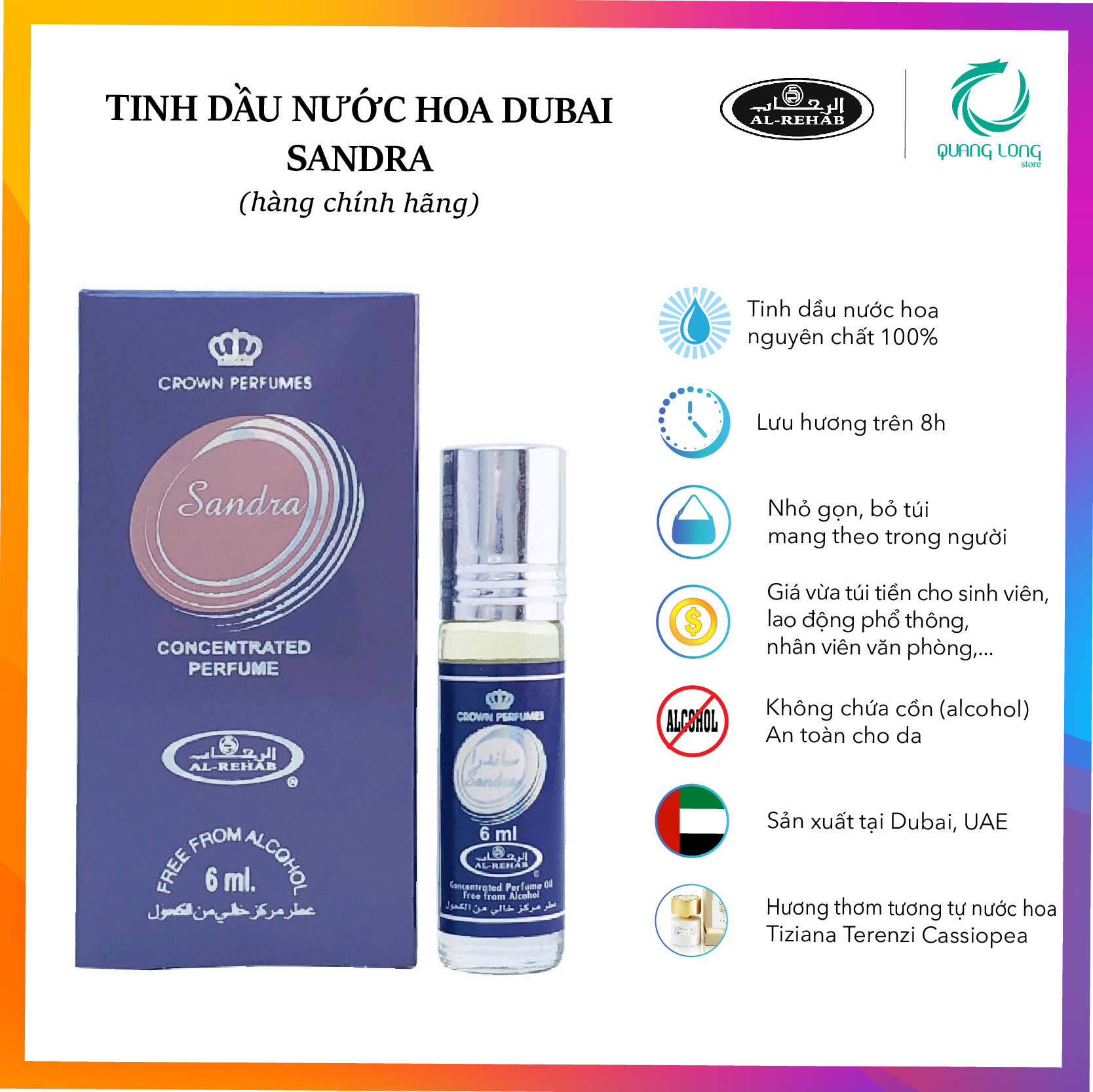 Tinh dầu nước hoa Dubai_ SANDRA Al-Rehab_ NỮ