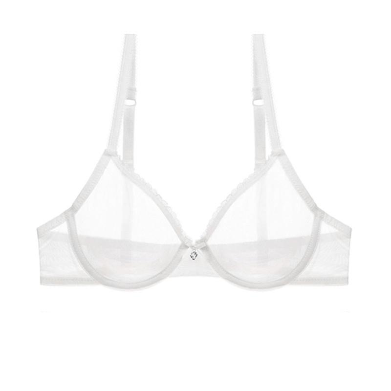 Gợi Cảm Thấy-Thông Qua Đồ Lót Trong Suốt Unlined Demi Bra + Quần Lót + Quần Đùi 3 Plus Kích Thước Bộ Áo Ngực 32-42CDE