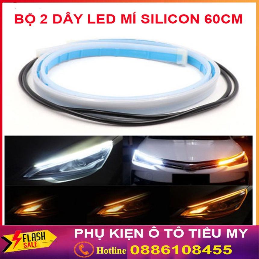 Bộ 2 dây LED mí ô tô dán đèn xi nhan nháy đuổi 60cm Silicon chống nước - Led xi nhan chạy đuổi