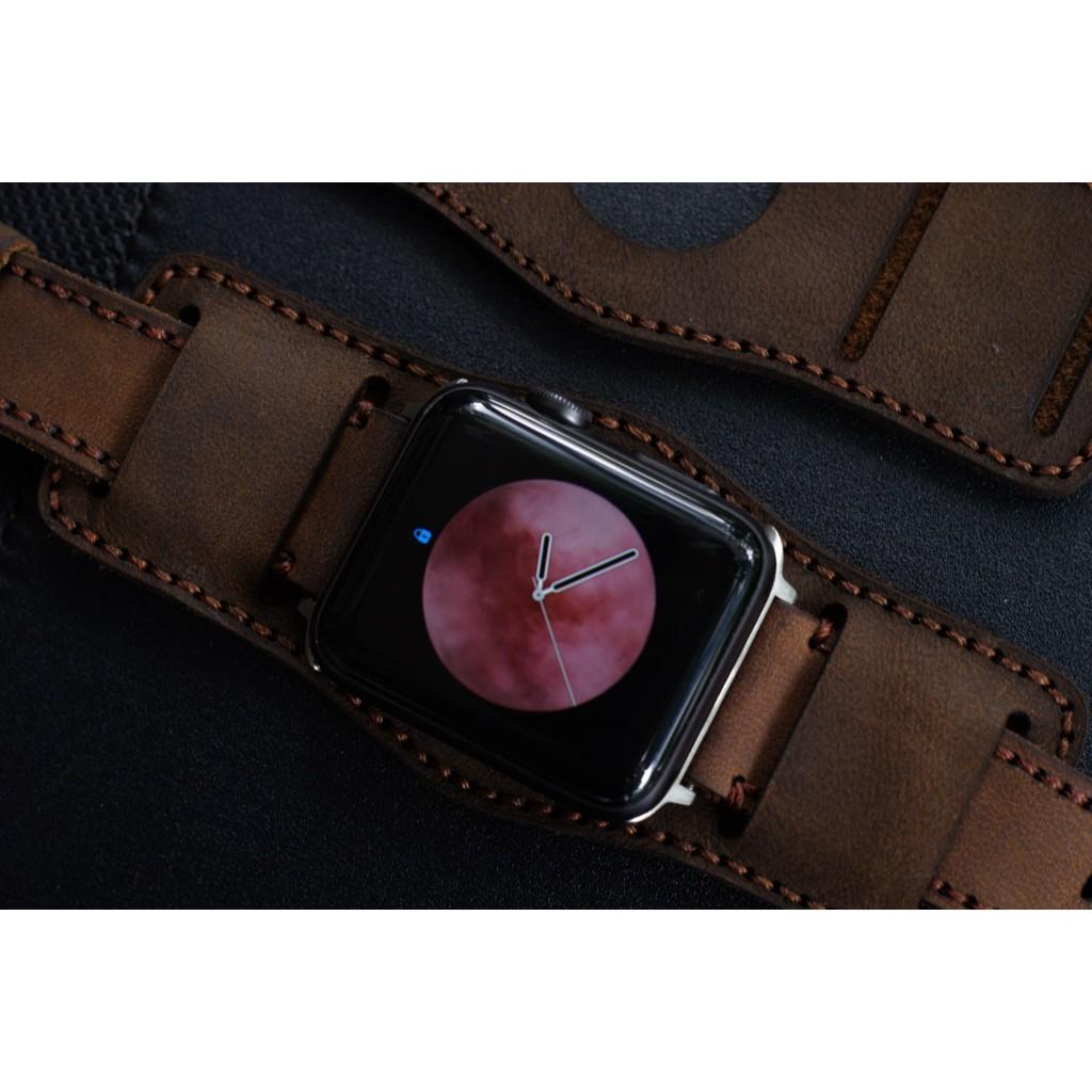 Dây apple watch da bò kèm tấm đệm chống mồ hôi RAM Leather bundstrap b2 handmade bền chắc