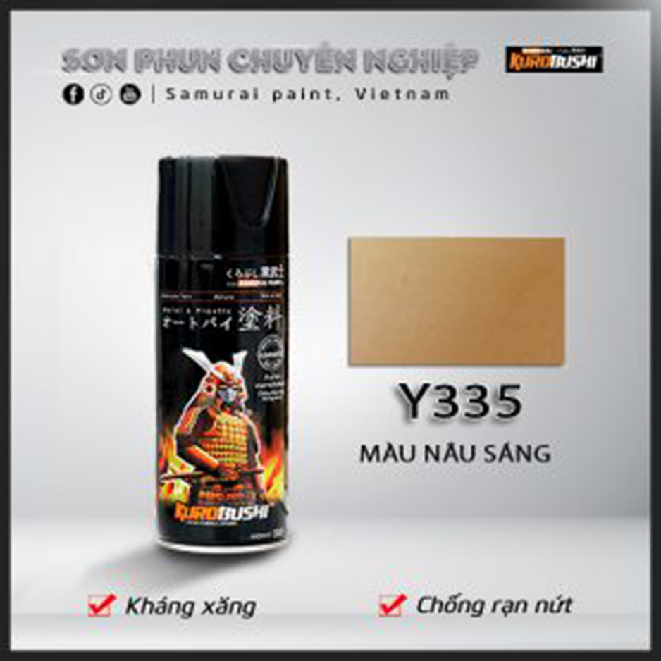 COMBO Sơn Samurai màu nâu sáng Y335 gồm 4 chai đủ quy trình độ bền cao (Lót- Nền 124 - Màu Y335 - Bóng )