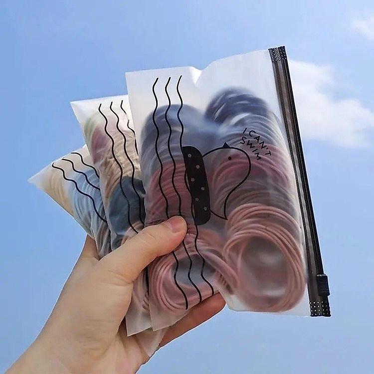 Set 100 dây buộc tóc Hàn Quốc xinh đẹp tặng kèm túi đựng, giao màu ngẫu nhiên