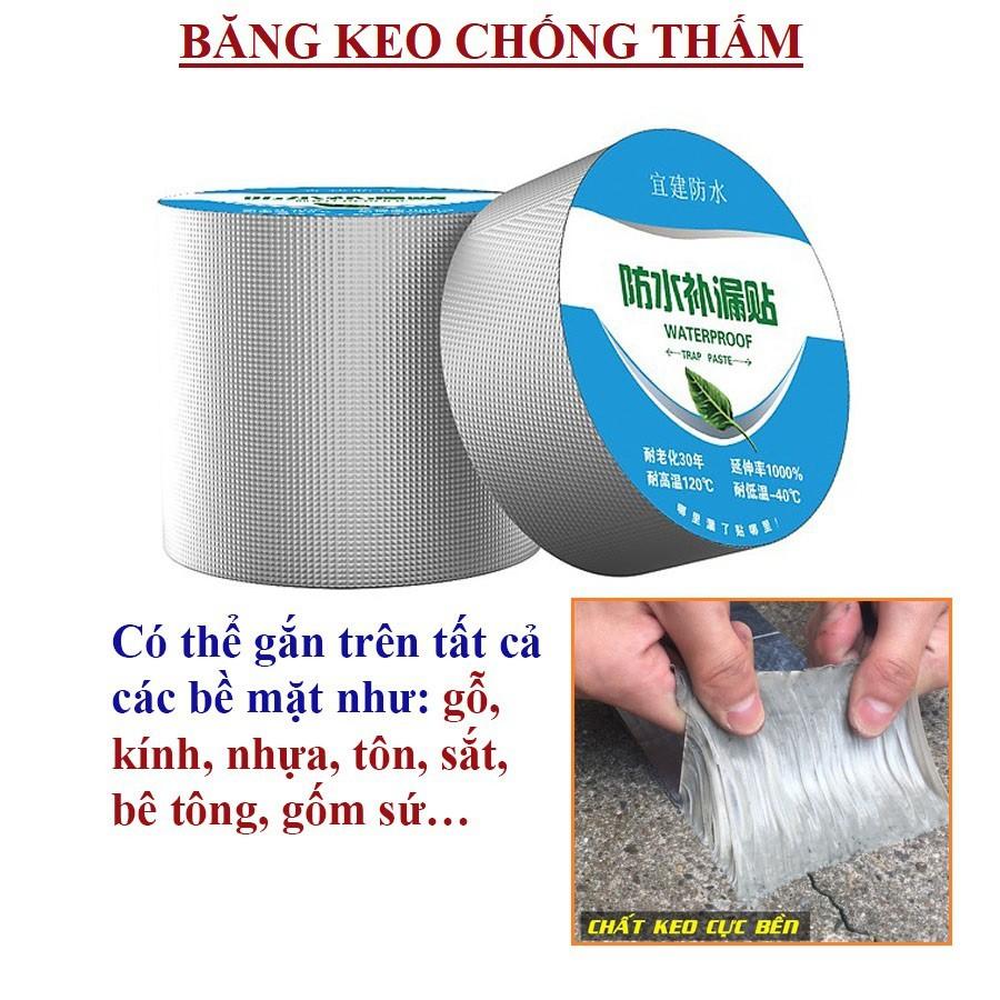 Băng keo chống thấm - Băng keo siêu dính gắn  được trên tất cả các bề mặt như gỗ, kính, nhựa, tôn, sắt, bê tông, gốm sứ…