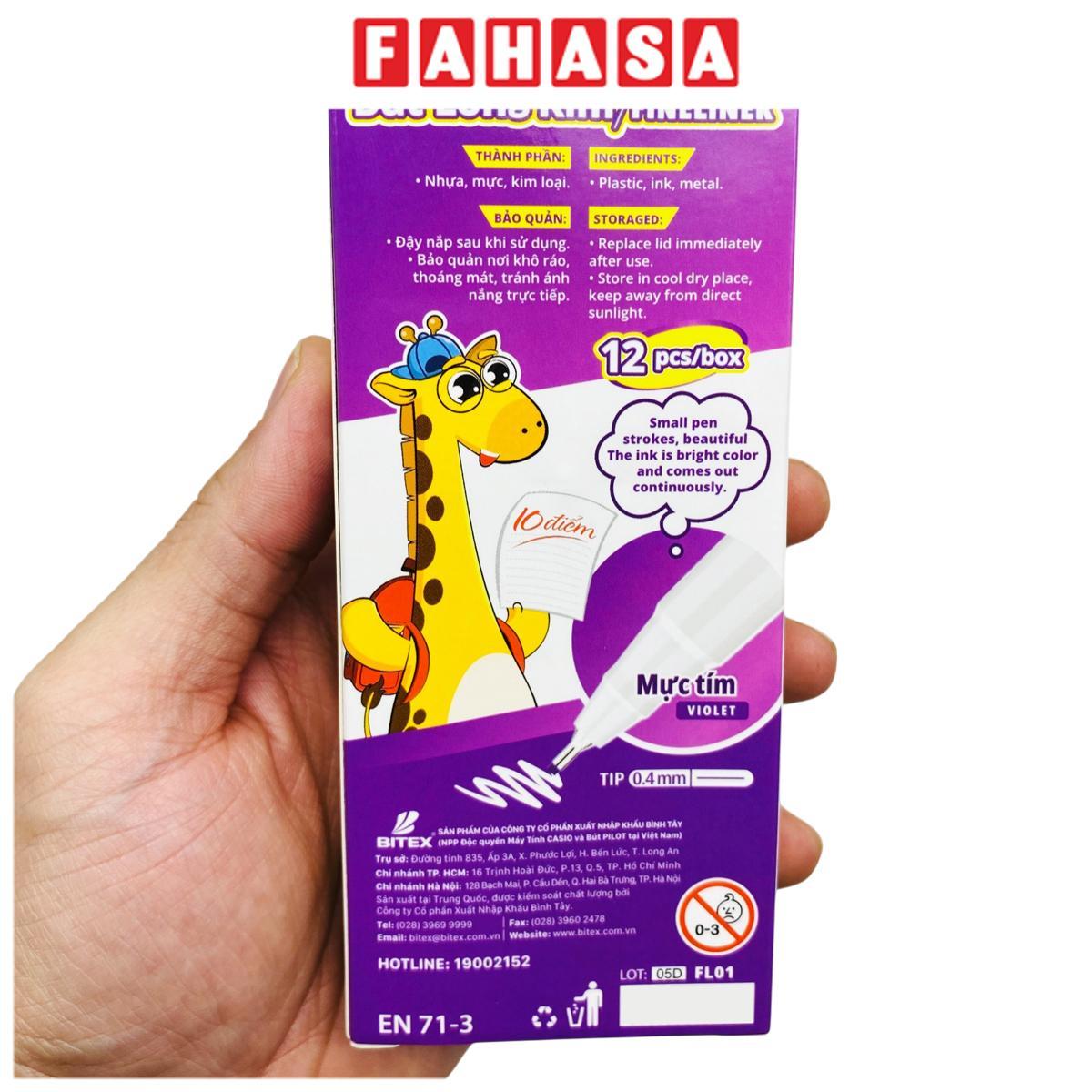 Hộp 12 Cây Bút Lông Kim Gira 0.4 mm - Smart Kids FL01 - Mực Tím